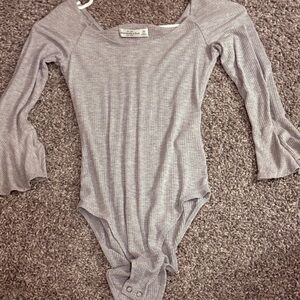 Abercrombie & Fitch Light Gray Ribbed bodysuit